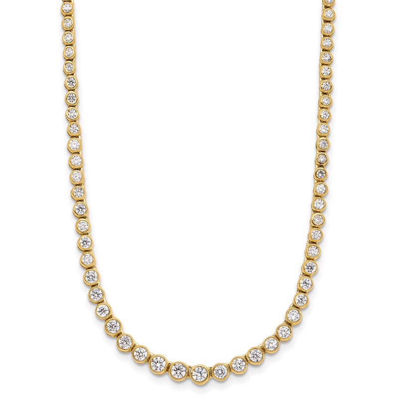 14k 3 carat Lab Grown Diamond VS/SI+ G+ 16 inch with a 2 inch extension Graduated Bezel Set Tennis Necklace