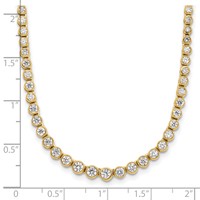 14K Yellow Gold 3 Carat Lab Grown Diamond VS SI+ G+ Necklace with a 2 Inch Extension Graduated Bezel Set Tennis, 16" view 5