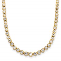 14K Yellow Gold 3 Carat Lab Grown Diamond VS SI+ G+ Necklace with a 2 Inch Extension Graduated Bezel Set Tennis, 16" view 1
