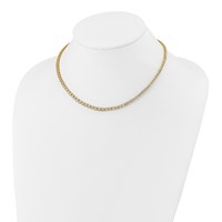 14K Yellow Gold 5 Carat Lab Grown Diamond VS SI+ G+ Necklace with a 2 Inch Extension Graduated Bezel Set Tennis, 16" view 3