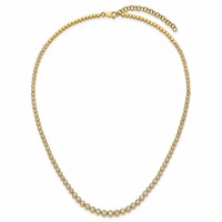 14K Yellow Gold 5 Carat Lab Grown Diamond VS SI+ G+ Necklace with a 2 Inch Extension Graduated Bezel Set Tennis, 16" view 4