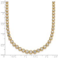 14K Yellow Gold 5 Carat Lab Grown Diamond VS SI+ G+ Necklace with a 2 Inch Extension Graduated Bezel Set Tennis, 16" view 5