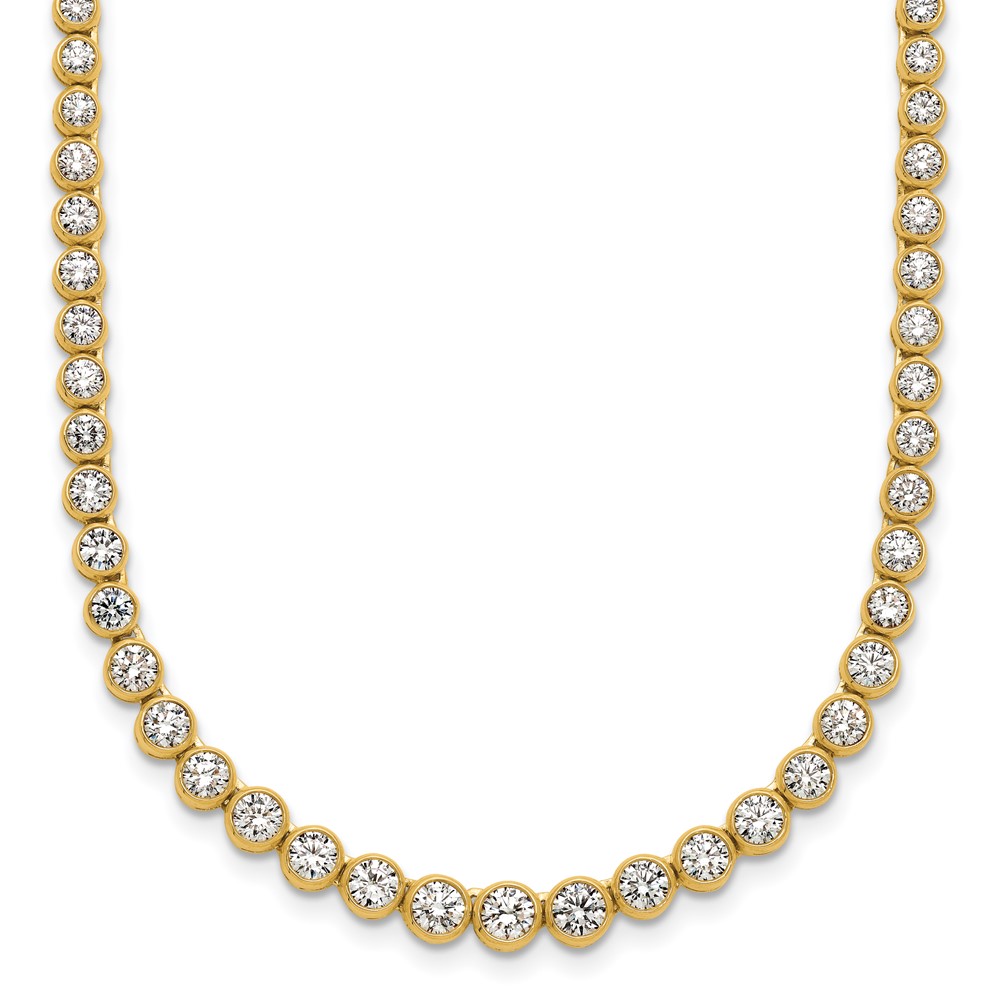 14K Yellow Gold 5 Carat Lab Grown Diamond VS SI+ G+ Necklace with a 2 Inch Extension Graduated Bezel Set Tennis, 16"