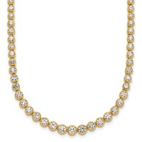 14K Yellow Gold 5 Carat Lab Grown Diamond VS SI+ G+ Necklace with a 2 Inch Extension Graduated Bezel Set Tennis, 16" view 1