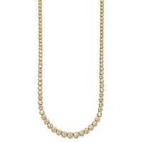 14K Yellow Gold 7 Carat Lab Grown Diamond VS SI+ G+ Necklace with a 2 Inch Extension Graduated Bezel Set Tennis, 16" view 2