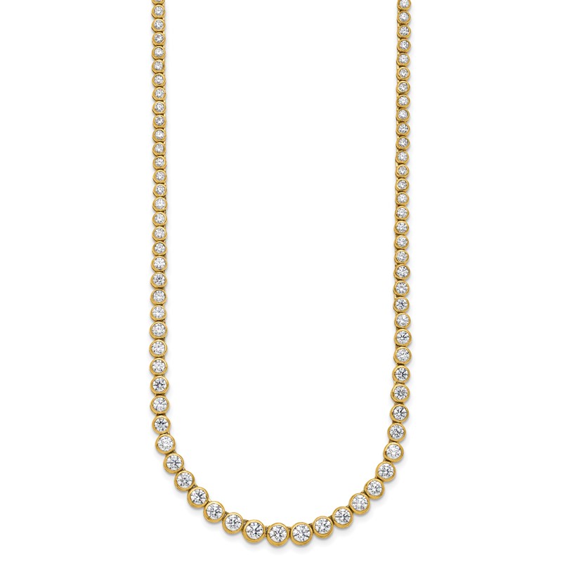 14k 7 carat Lab Grown Diamond VS/SI+ G+ 16 inch with a 2 inch extension Graduated Bezel Set Tennis Necklace