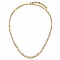 14K Yellow Gold 7 Carat Lab Grown Diamond VS SI+ G+ Necklace with a 2 Inch Extension Graduated Bezel Set Tennis, 16" view 4