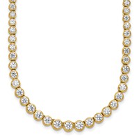 14K Yellow Gold 7 Carat Lab Grown Diamond VS SI+ G+ Necklace with a 2 Inch Extension Graduated Bezel Set Tennis, 16" view 1