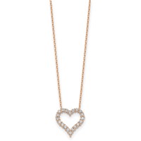True Origin 14K Rose Gold 1 Carat Lab Grown Diamond VS+ F+ Complete Hearts Pendant Necklace, 18" view 2