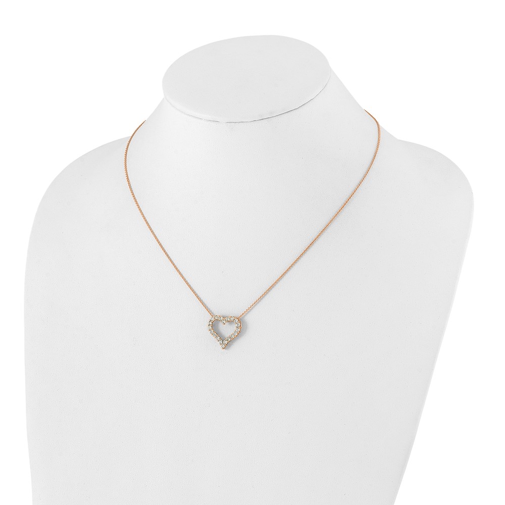 True Origin 14k Rose Gold 1 carat Lab Grown Diamond VS DEF 18 inch Open Heart Pendant Necklace (PM1001-100-RLD)