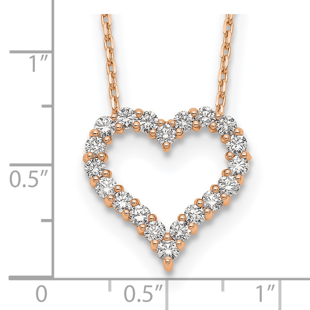True Origin 14k Rose Gold 1 carat Lab Grown Diamond VS DEF 18 inch Open Heart Pendant Necklace (PM1001-100-RLD)