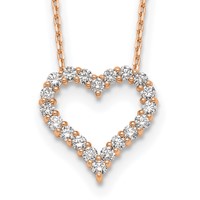 True Origin 14K Rose Gold 1 Carat Lab Grown Diamond VS+ F+ Complete Hearts Pendant Necklace, 18" view 1
