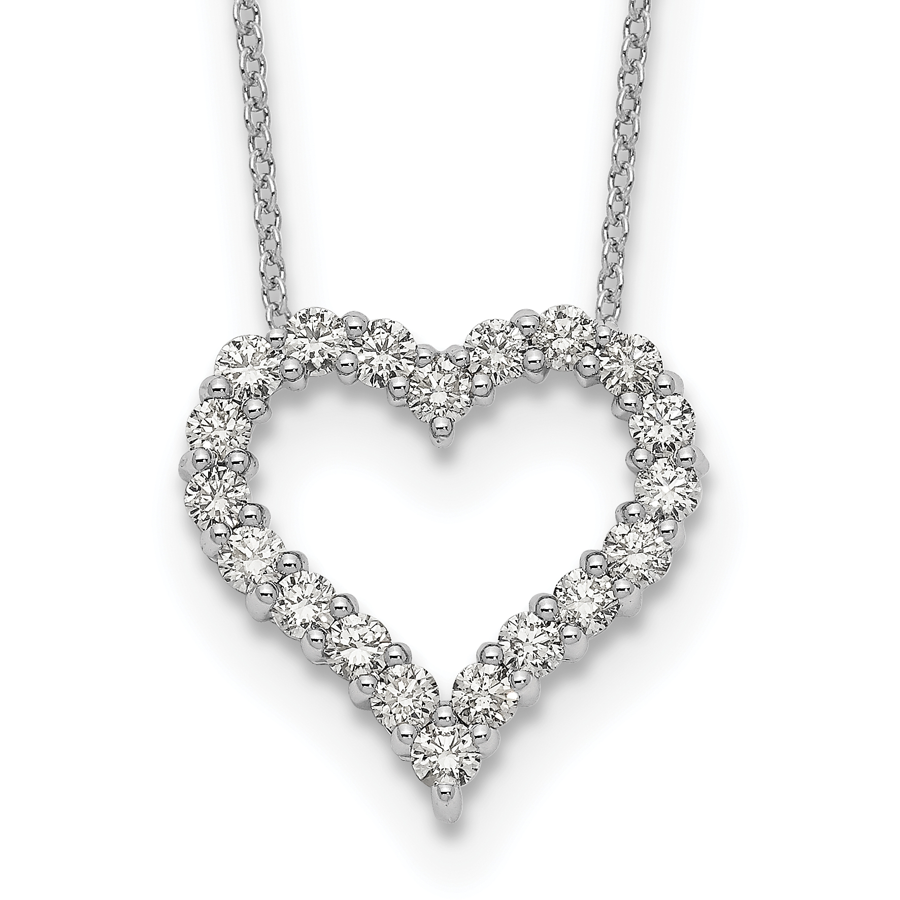 True Origin 14k White Gold 1 carat Lab Grown Diamond VS DEF 18 inch Open Heart Pendant Necklace (PM1001-100-WLD)