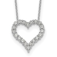 True Origin 14K White Gold 1 Carat Lab Grown Diamond VS+ F+ Complete Hearts Pendant Necklace, 18" view 1
