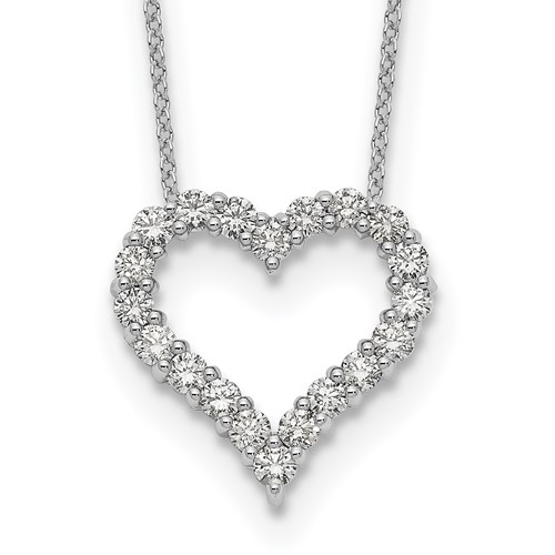 True Origin 14K White Gold 1 Carat Lab Grown Diamond VS+ F+ Complete Hearts Pendant Necklace, 18"