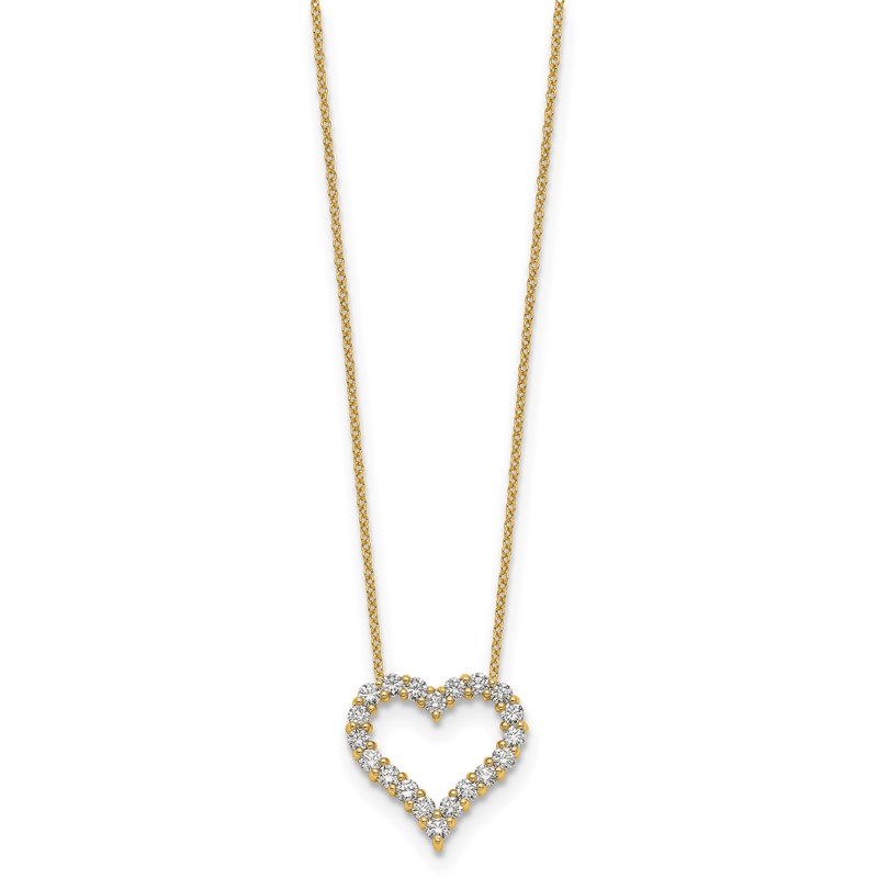 14k 1 carat Lab Grown Diamond VS/SI+ G+ Complete 18 inch Heart Necklace