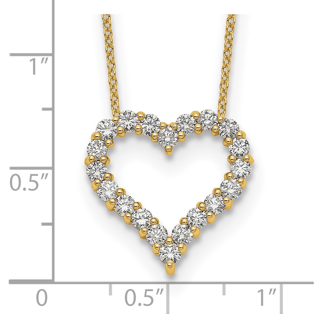 True Origin 14k 1 carat Lab Grown Diamond VS DEF 18 inch Open Heart Pendant Necklace (PM1001-100-YLD)