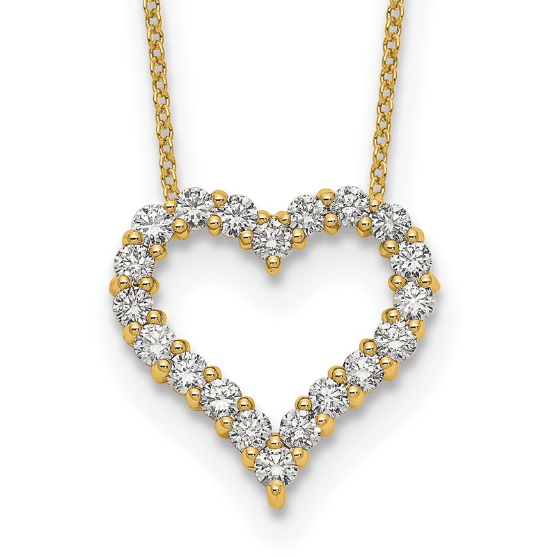 14k 1 carat Lab Grown Diamond VS/SI+ G+ Complete 18 inch Heart Necklace