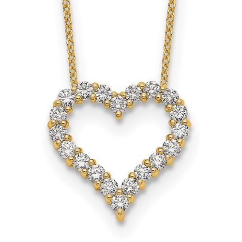 True Origin 14K Yellow Gold 1 Carat Lab Grown Diamond VS+ F+ Complete Hearts Pendant Necklace, 18"