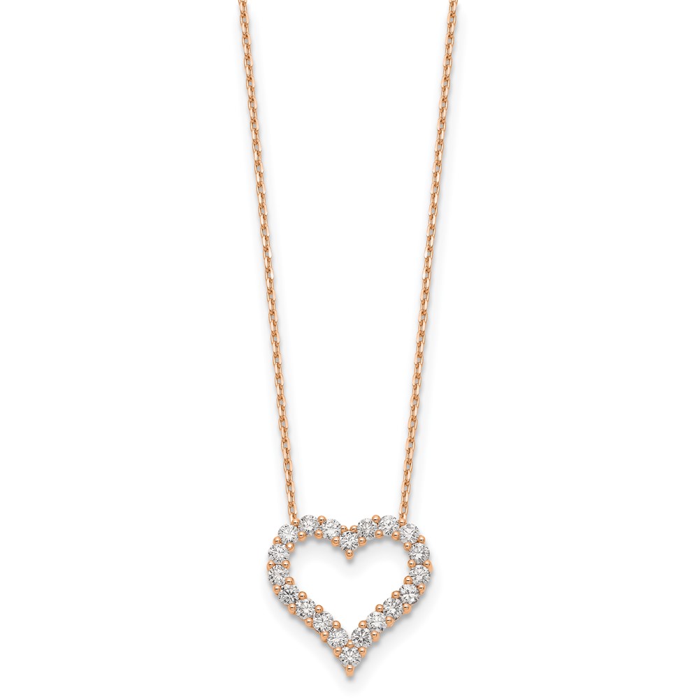 True Origin 14k Rose Gold 1 1/2 carat Lab Grown Diamond VS DEF 18 inch Open Heart Pendant Necklace (PM1001-150-RLD)