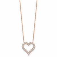 True Origin 14K Rose Gold 1.50 Carat Lab Grown Diamond VS+ F+ Complete Open Heart Necklace, 18" view 2