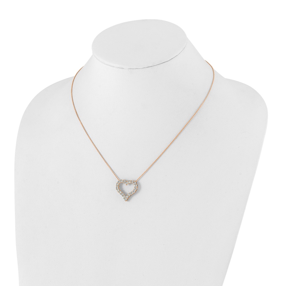 True Origin 14k Rose Gold 1 1/2 carat Lab Grown Diamond VS DEF 18 inch Open Heart Pendant Necklace (PM1001-150-RLD)