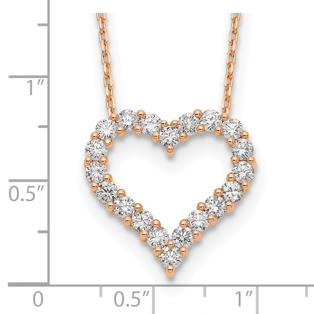 True Origin 14k Rose Gold 1 1/2 carat Lab Grown Diamond VS DEF 18 inch Open Heart Pendant Necklace (PM1001-150-RLD)