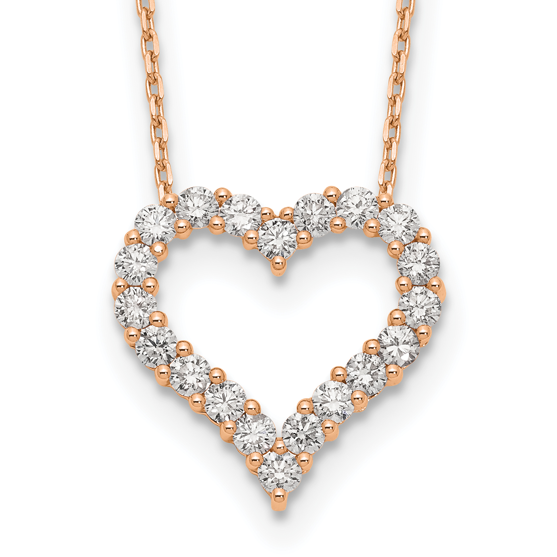 True Origin 14k Rose Gold 1 1/2 carat Lab Grown Diamond VS DEF 18 inch Open Heart Pendant Necklace (PM1001-150-RLD)