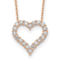 True Origin 14K Rose Gold 1.50 Carat Lab Grown Diamond VS+ F+ Complete Open Heart Necklace, 18" view 1