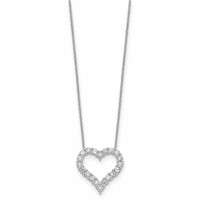 True Origin 14K White Gold 1.50 Carat Lab Grown Diamond VS+ F+ Complete Open Heart Necklace, 18" view 2