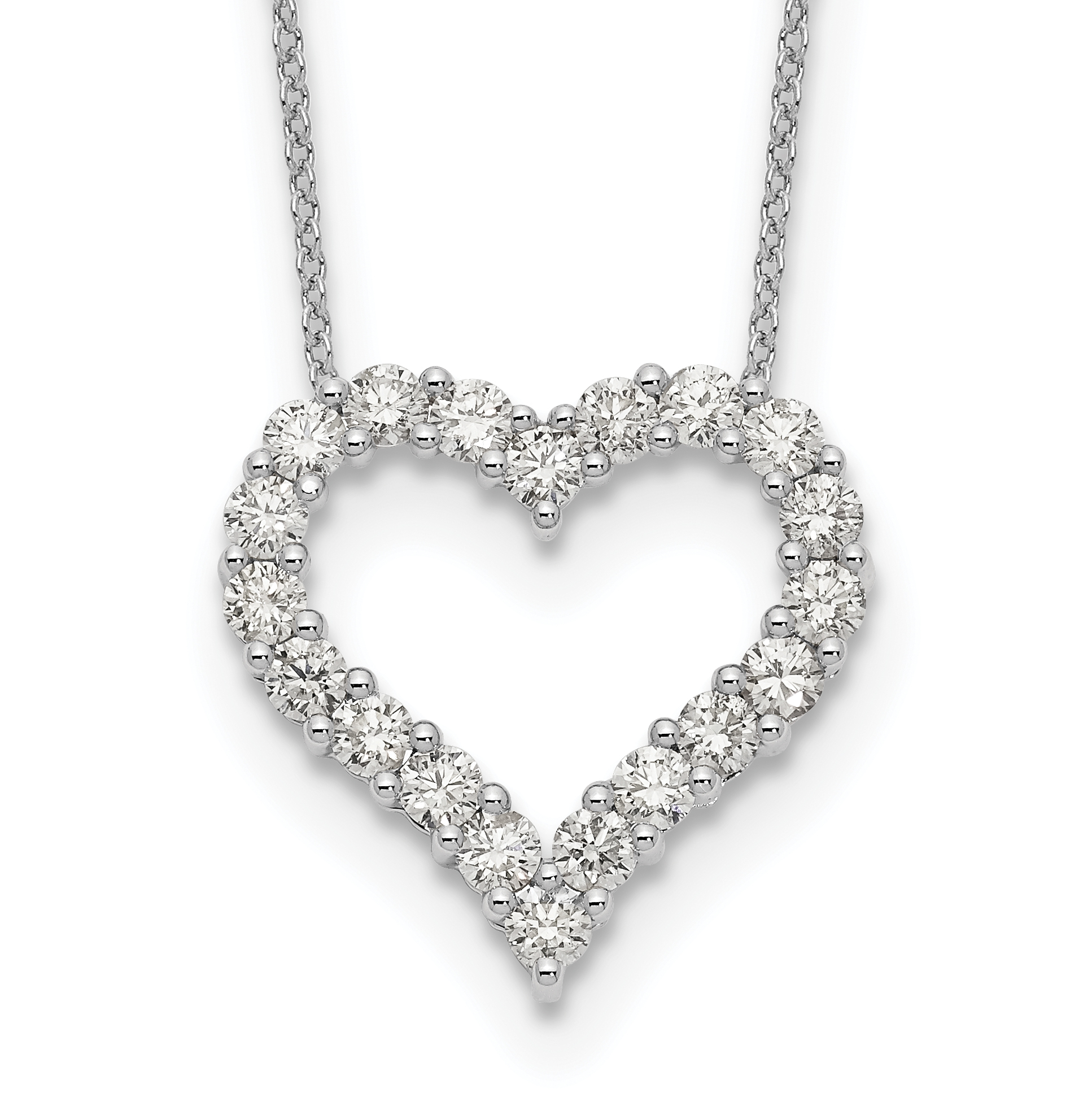 14k White Gold 1.5 carat Diamond Heart 18 inch Necklace (PM1001-150-WA)