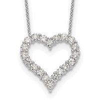 True Origin 14K White Gold 1.50 Carat Lab Grown Diamond VS+ F+ Complete Open Heart Necklace, 18" view 1