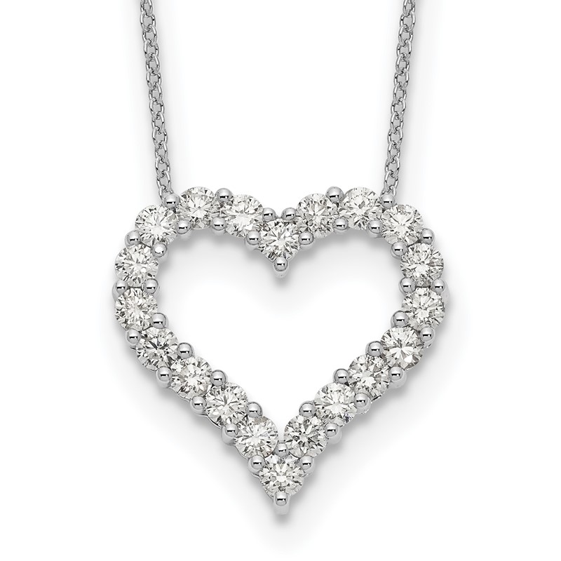 True Origin 14k White Gold 1 1/2 carat Lab Grown Diamond VS DEF 18 inch Open Heart Pendant Necklace