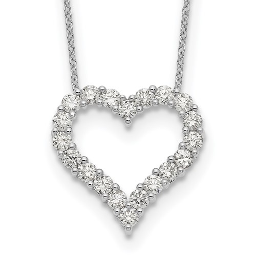 True Origin 14K White Gold 1.50 Carat Lab Grown Diamond VS+ F+ Complete Open Heart Necklace, 18"