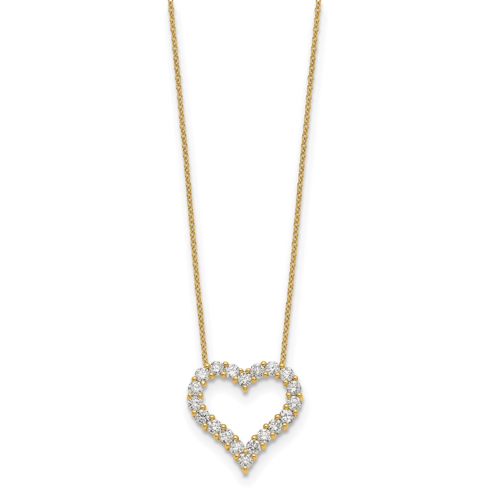 True Origin 14k 1 1/2 carat Lab Grown Diamond VS DEF 18 inch Open Heart Pendant Necklace (PM1001-150-YLD)