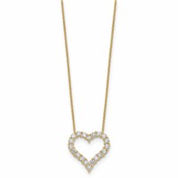 True Origin 14K Yellow Gold 1.50 Carat Lab Grown Diamond VS+ F+ Complete Open Heart Necklace, 18" view 2