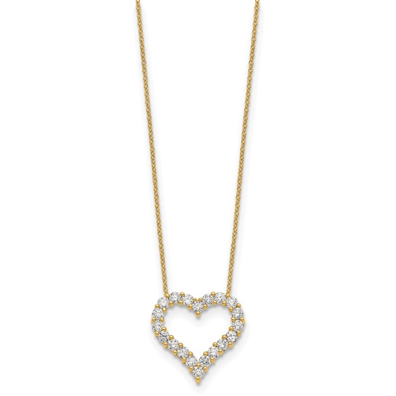 True Origin 14k 1 1/2 carat Lab Grown Diamond VS DEF 18 inch Open Heart Pendant Necklace