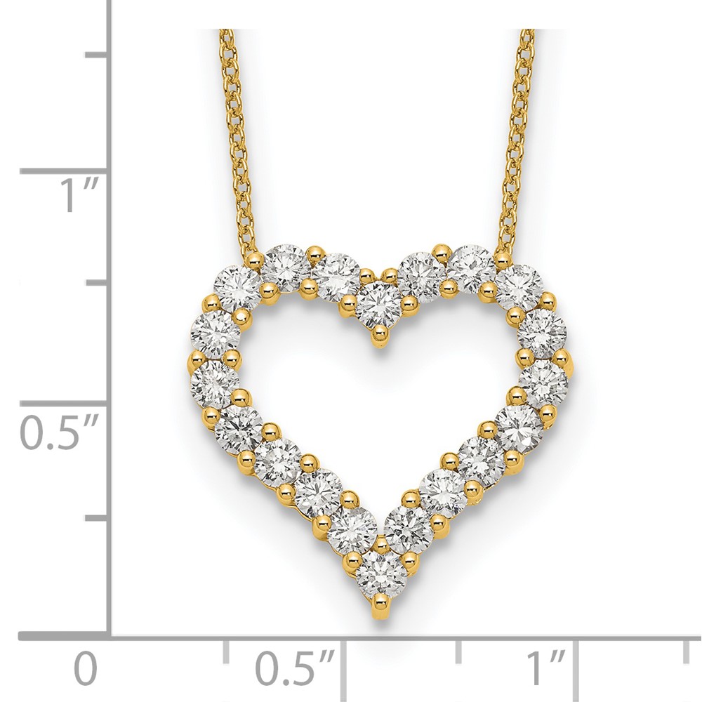 True Origin 14k 1 1/2 carat Lab Grown Diamond VS DEF 18 inch Open Heart Pendant Necklace (PM1001-150-YLD)