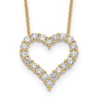 True Origin 14K Yellow Gold 1.50 Carat Lab Grown Diamond VS+ F+ Complete Open Heart Necklace, 18" view 1