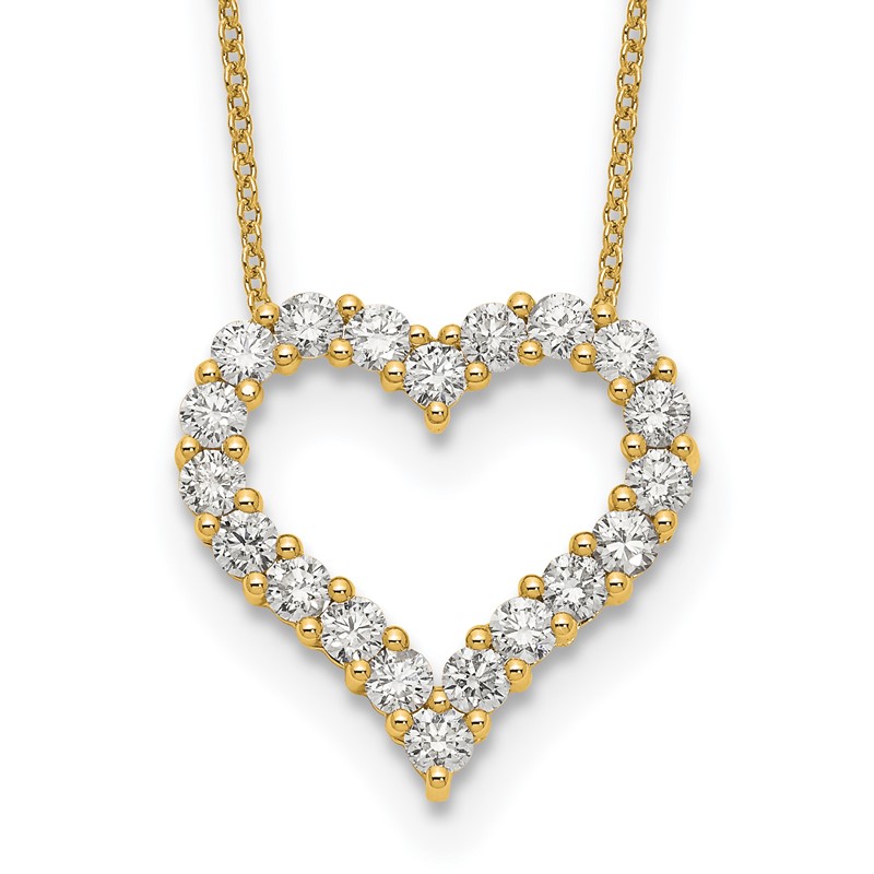 True Origin 14k 1 1/2 carat Lab Grown Diamond VS DEF 18 inch Open Heart Pendant Necklace