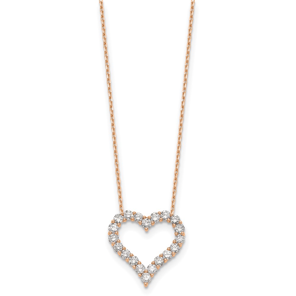 True Origin 14k Rose Gold 2 carat Lab Grown Diamond VS DEF 18 inch Open Heart Pendant Necklace (PM1001-200-RLD)