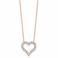 True Origin 14K Rose Gold 2 Carat Lab Grown Diamond VS+ F+ Complete Open Heart Necklace, 18" view 2