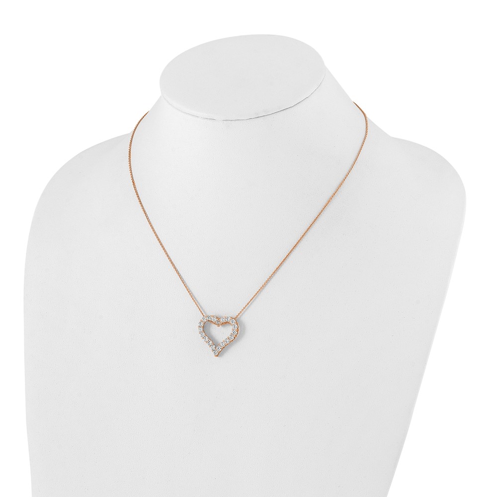 True Origin 14k Rose Gold 2 carat Lab Grown Diamond VS DEF 18 inch Open Heart Pendant Necklace (PM1001-200-RLD)