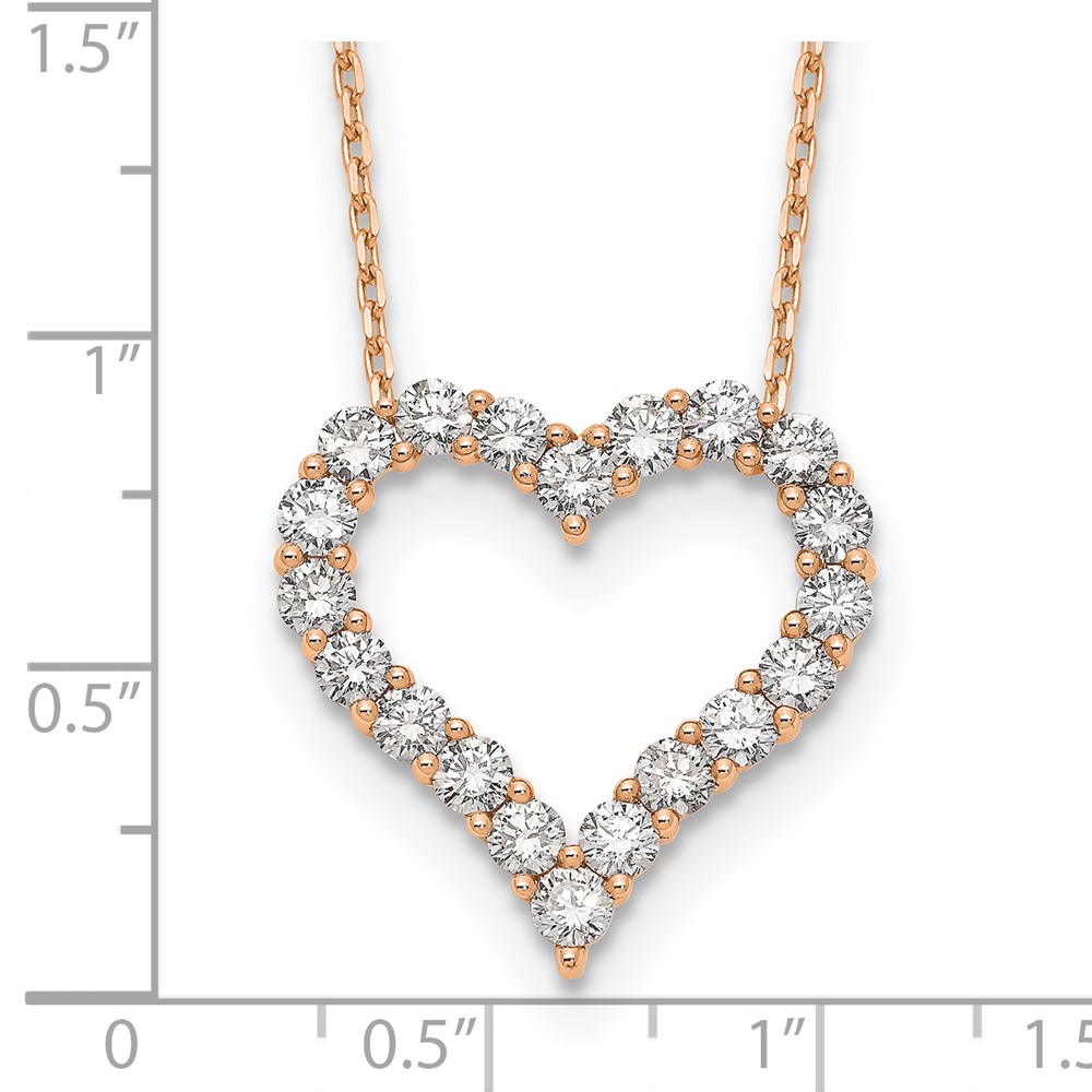 True Origin 14k Rose Gold 2 carat Lab Grown Diamond VS DEF 18 inch Open Heart Pendant Necklace (PM1001-200-RLD)