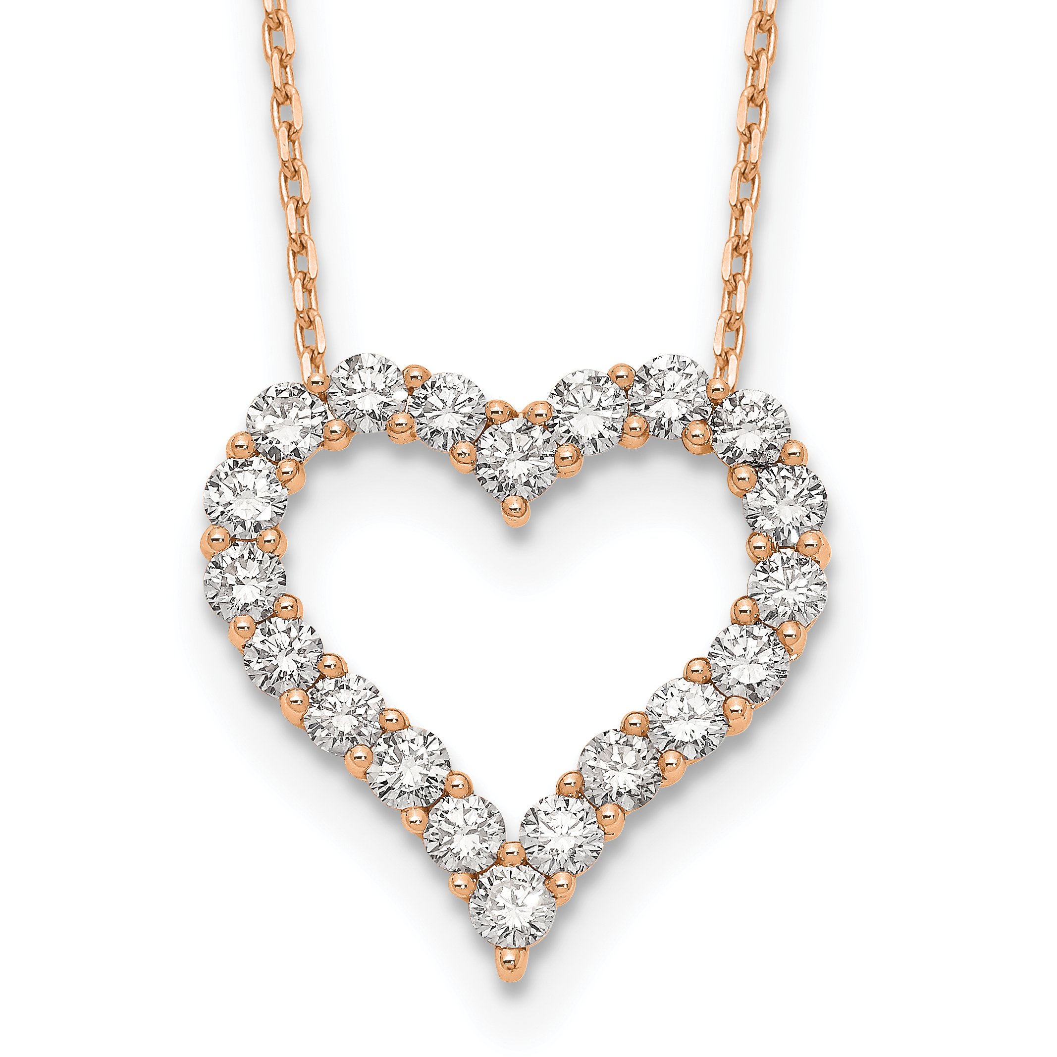 True Origin 14k Rose Gold 2 carat Lab Grown Diamond VS DEF 18 inch Open Heart Pendant Necklace (PM1001-200-RLD)