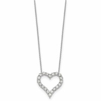 True Origin 14K White Gold 2 Carat Lab Grown Diamond VS+ F+ Complete Open Heart Necklace, 18" view 2
