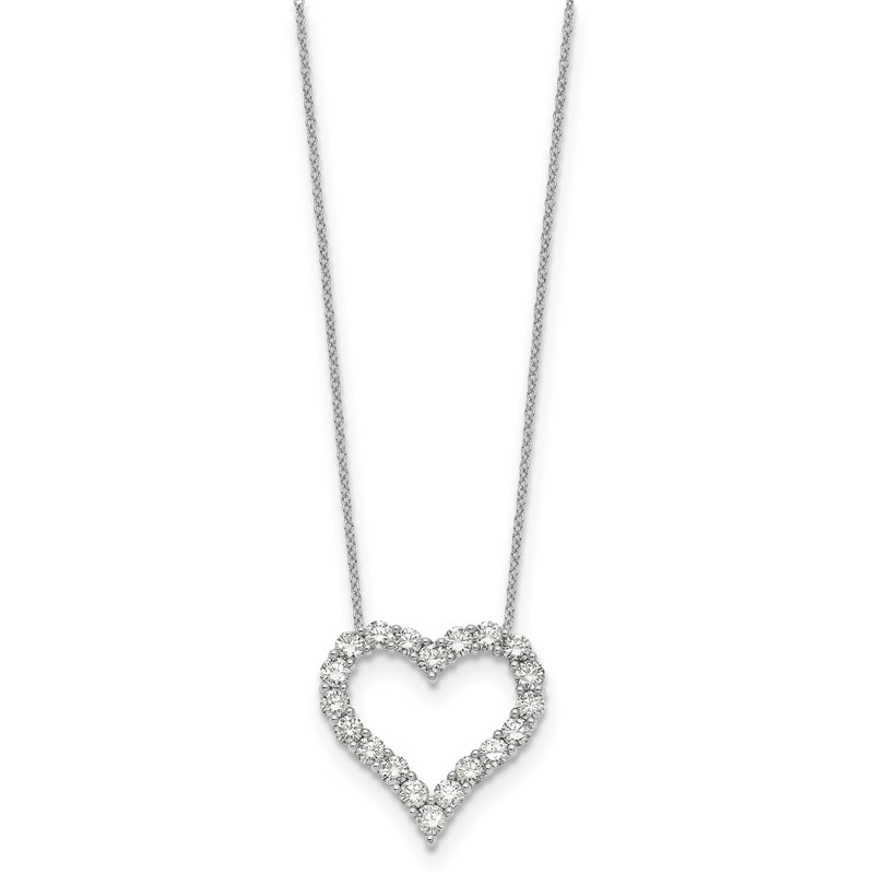 True Origin 14k White Gold 2 carat Lab Grown Diamond VS DEF 18 inch Open Heart Pendant Necklace