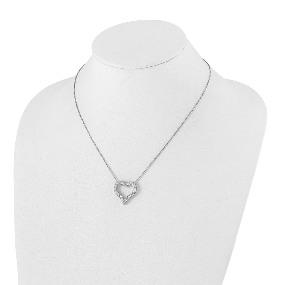 True Origin 14k White Gold 2 carat Lab Grown Diamond VS DEF 18 inch Open Heart Pendant Necklace (PM1001-200-WLD)