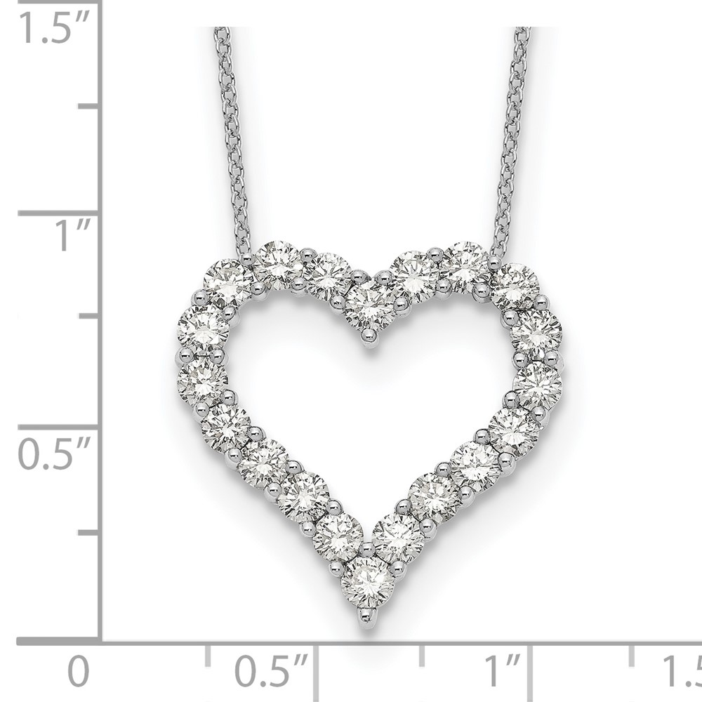 True Origin 14k White Gold 2 carat Lab Grown Diamond VS DEF 18 inch Open Heart Pendant Necklace (PM1001-200-WLD)