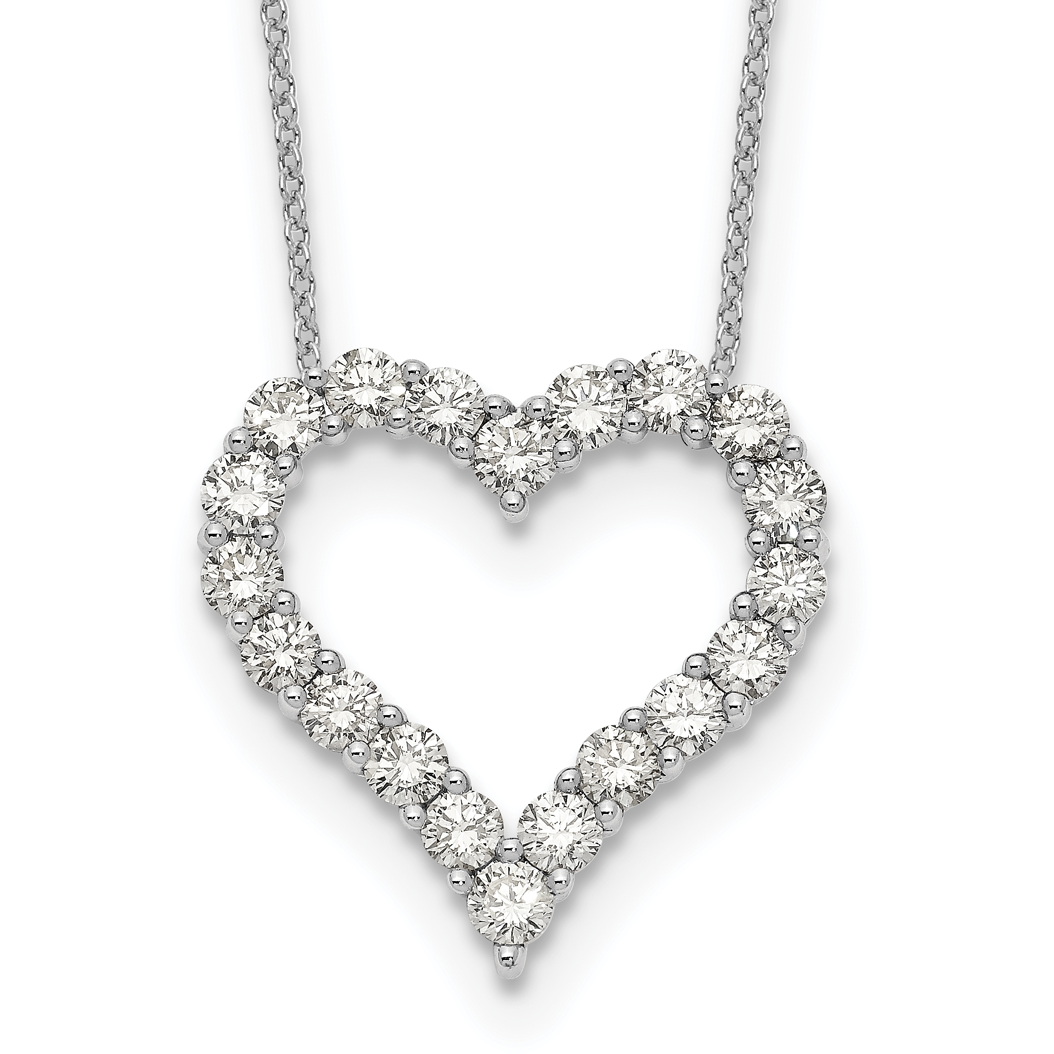 True Origin 14k White Gold 2 carat Lab Grown Diamond VS DEF 18 inch Open Heart Pendant Necklace (PM1001-200-WLD)